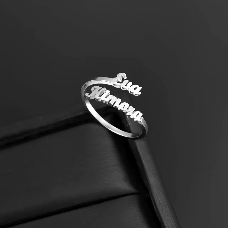 Personalized Family Name Ring & Double Heart with Names