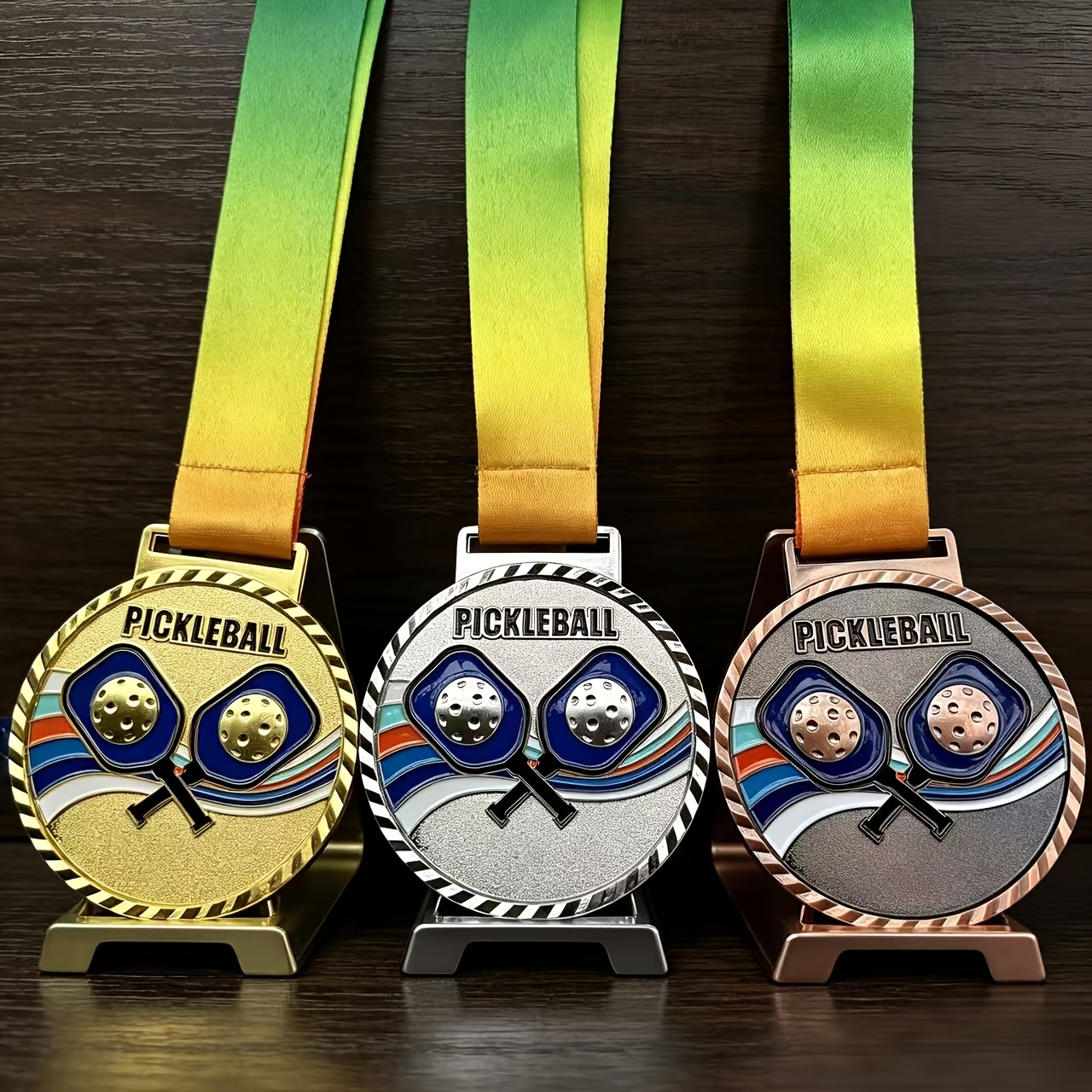 TEMU 3 médailles Peakball, Doré/Argent/Bronze - Médaille de champion de , Fabriquées en alliage de durable, Convient aux tournois de Peakball, aux