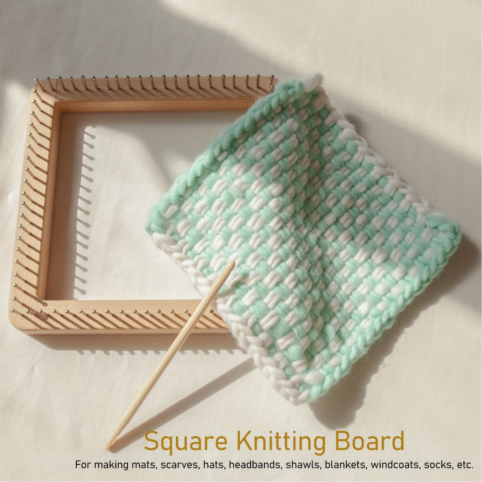 

Wooden Crochet Blocking Board, Mini Square Knitting Tool With Hooks, Crochet Blocking Board For Weaving Mat Hairband Blanket Sock, Square Knitting Mini Knitting Board (19.5x19.5cm)