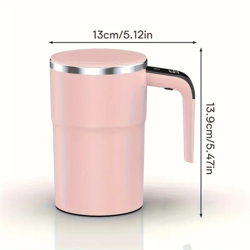 self stirring mug auto magnetic coffee mug with led display temperature rechargeable automatic stirring mug 12oz self mixing cup with lid to stir coffee mixed milk at desk use details 9