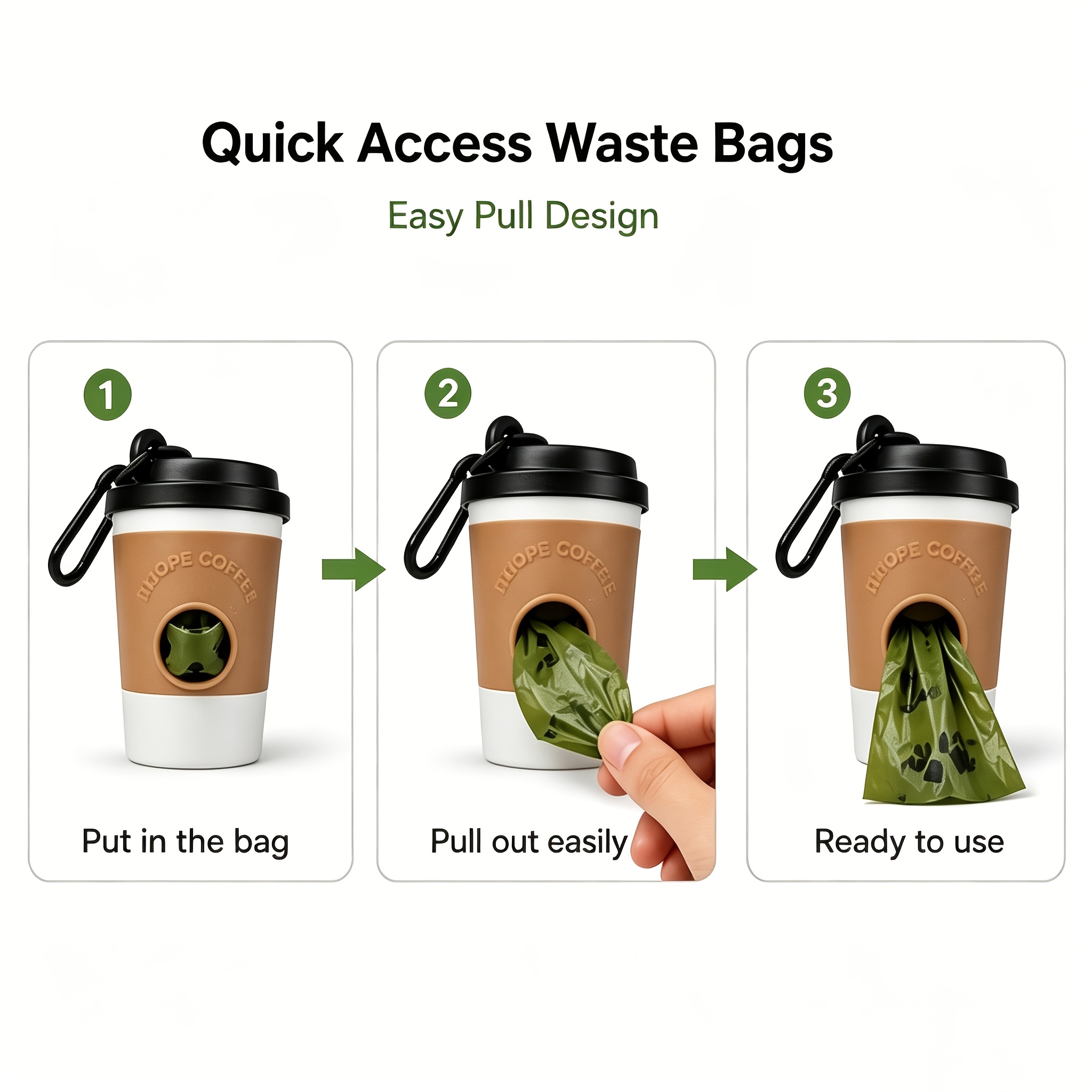 portable coffee cup dog waste dispenser holder   bag dispensing system hygienic   operation for on the go picking up after puppies ideal for walking   use compact hygienic pet   device Product details 2