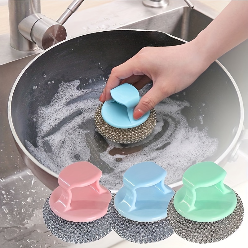 

1pc Multi- Kitchen Cleaning Brush With Detachable Steel Scrubber - Pots, Removes Oil Stains, Ideal For Dishes & Bathroom