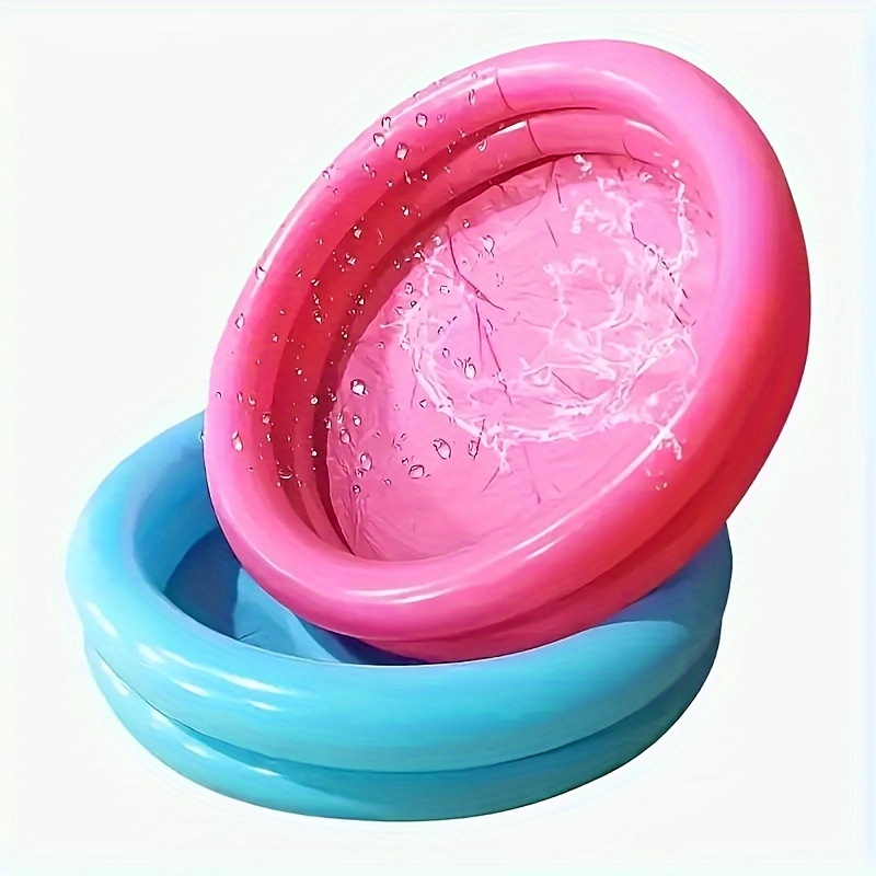 

1pc Summer Pink Blue Durable Inflatable Swim Ring - Perfect For Beach And Pool Parties, Gift, Christmas Gift