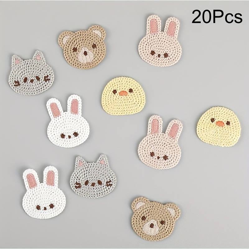 TEMU 20pcs Cartoon Animal Embroidery Patches - Repairable Sew-on Appliques, Bear Rabbit Cute Chicken Cat Mixed Assortment, Suitable For , Jackets,