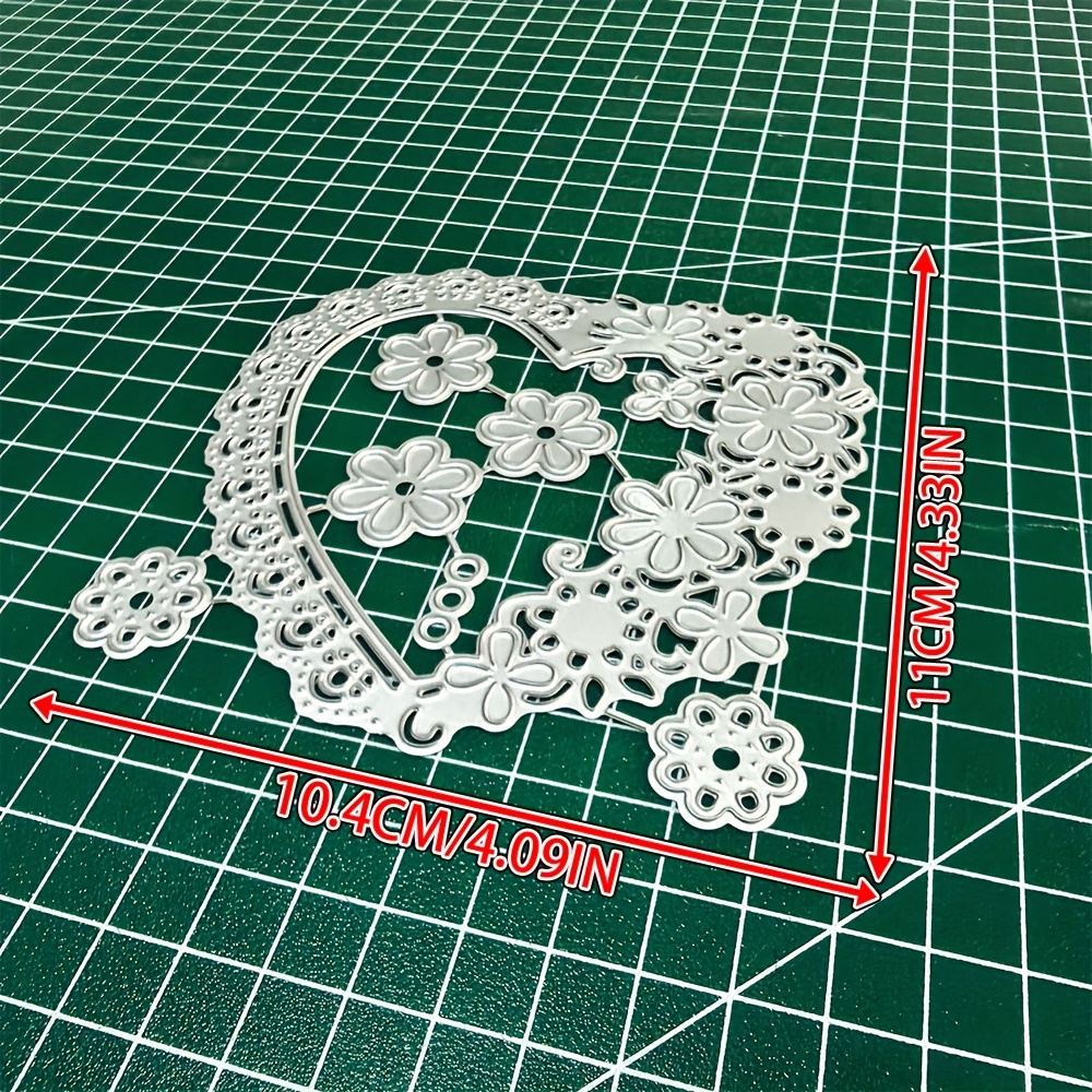 TEMU 1pc Metal Die Cut In Of A Heart With Flowers, Perfect For Scrapbooking And Embossing. Ideal For Handmade Greeting Cards And Gift Cards