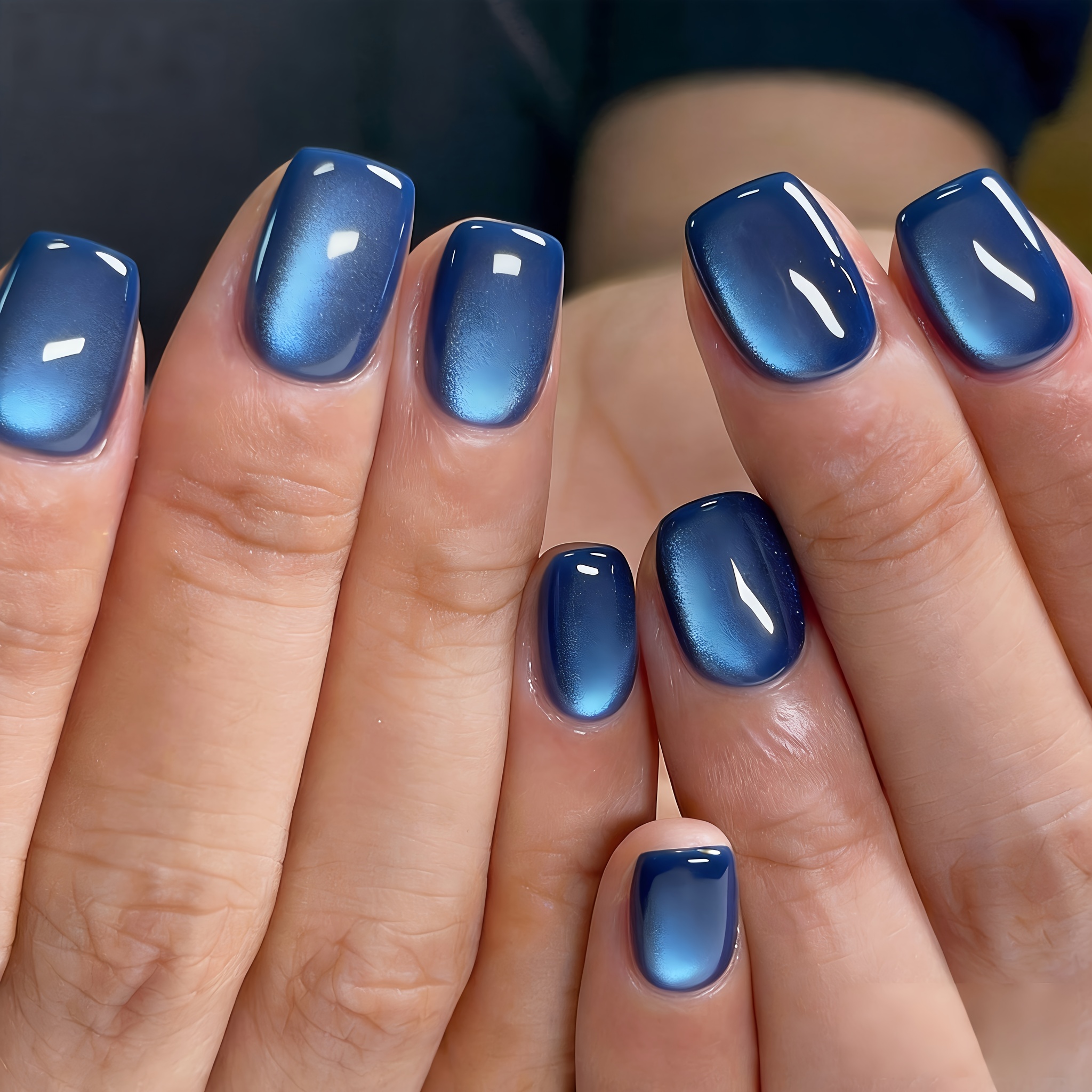 TEMU 30 uñas postizas cuadradas de , acrílicas, color azul gem, estilo y , realzan el de femenina, 15 tamaños disponibles para cobertura total y uso