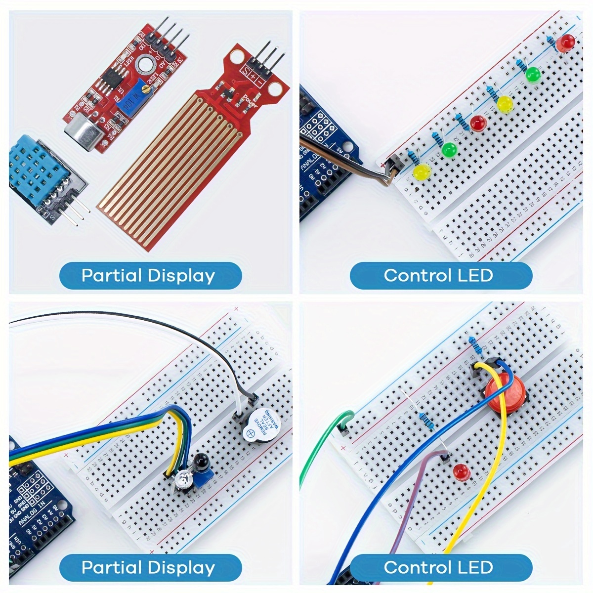 Kit De Démarrage électronique Complet Pour Arduino - 830 Points, Alimentation, 140 Cavaliers, Composants (LED, Résistances, Transistors...)