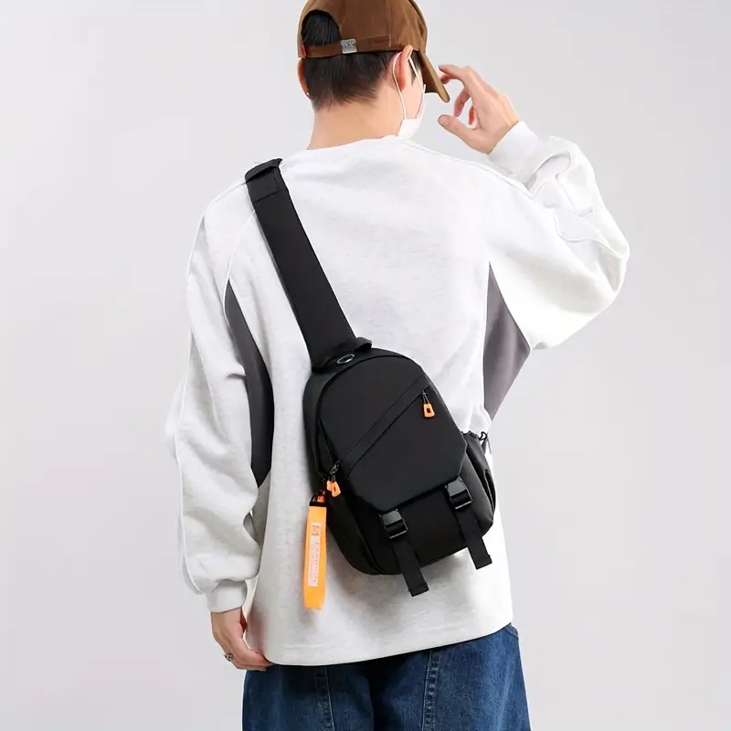 mens casual oxford sling bag with adjustable strap zipper closure and multiple pockets ideal for hiking and everyday use outdoor activities bag sleek shoulder bag secure zipper closure crossbody bag details 8