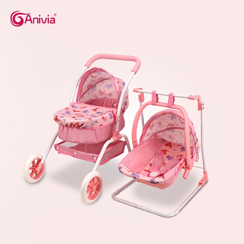 * Doll Stroller Compatible for 11-*s - 7-in-1 Baby Carrier, Carriage, Bed &  Chair with * & Realistic Handlebar - Role-* Care for Age 3+ () - Ideal  /Christmas Gift for Doll,