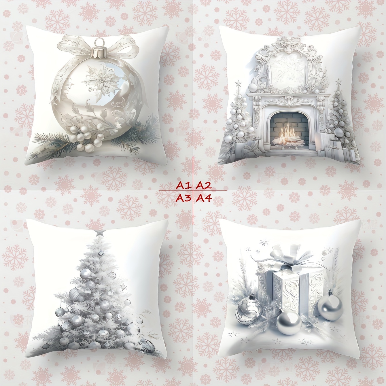 

4pcs Set Of Soft Decorative Pillow Covers - Reindeer & Santa Christmas Design, 17.7" X 17.7" - Sofa, Living Room & Bedroom Decor (no Insert)