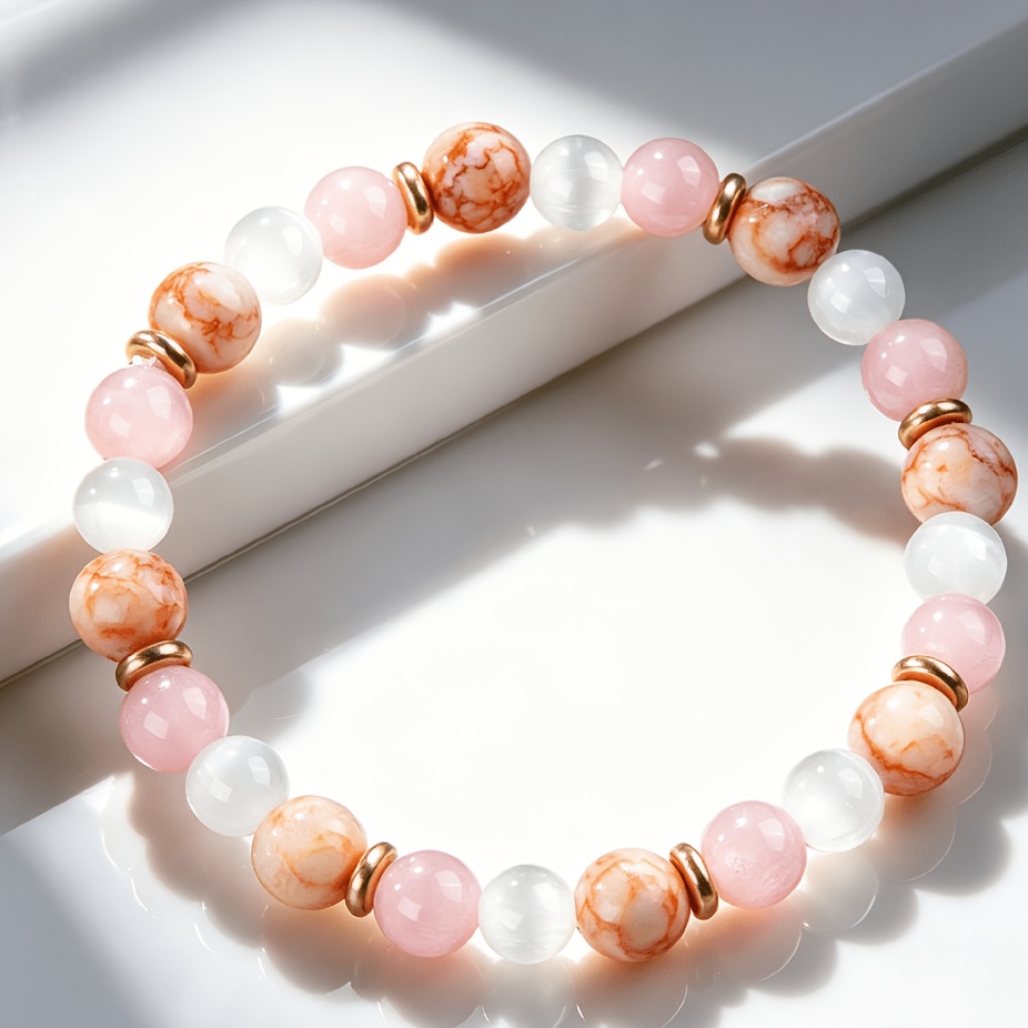 Natural Rose Quartz Bohemian Bracelet, Elegant Gift