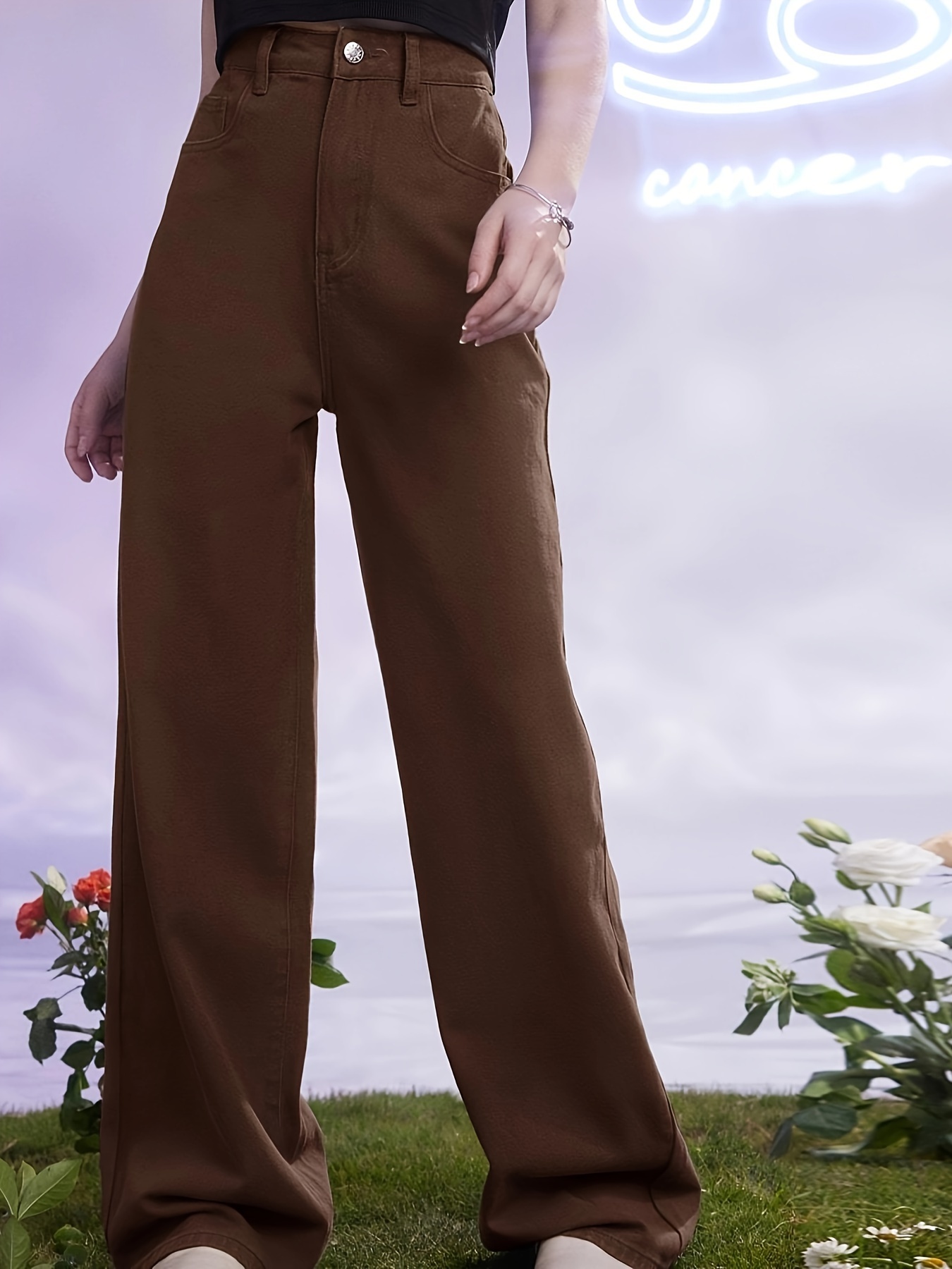 Brown Jeans For Women - Temu Canada