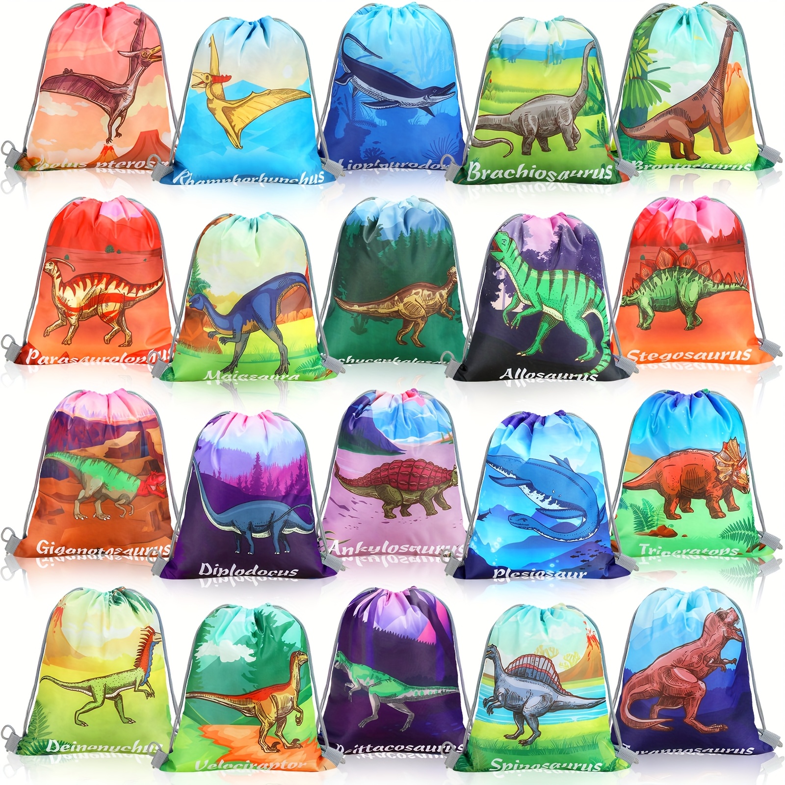 

40pcs Dinosaur Party Supplies Favor Drawstring Bags For Birthday Gift Bags Dino Theme Party Favor Bags Dino Backpack Bag Treat Candy Bags For Shower Travel 20 Style