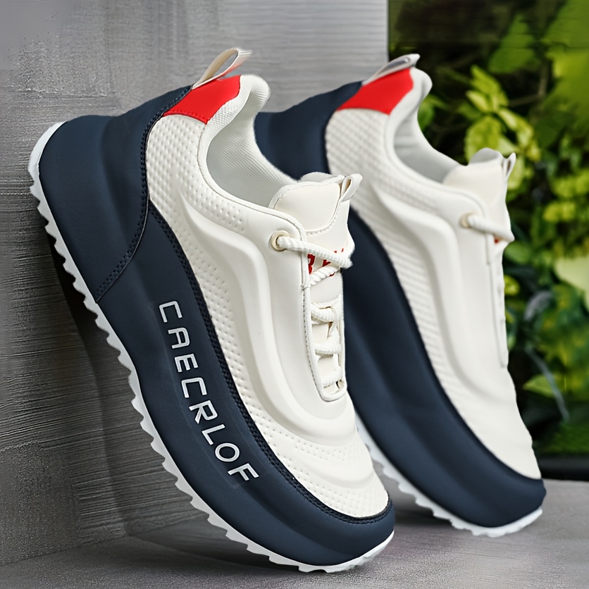 mens casual lace up basketball shoes classic white and blue contrast sneakers offering a breathable lightweight and comfortable feel with shock absorption and wear   suitable for   casual and   wear   athletic