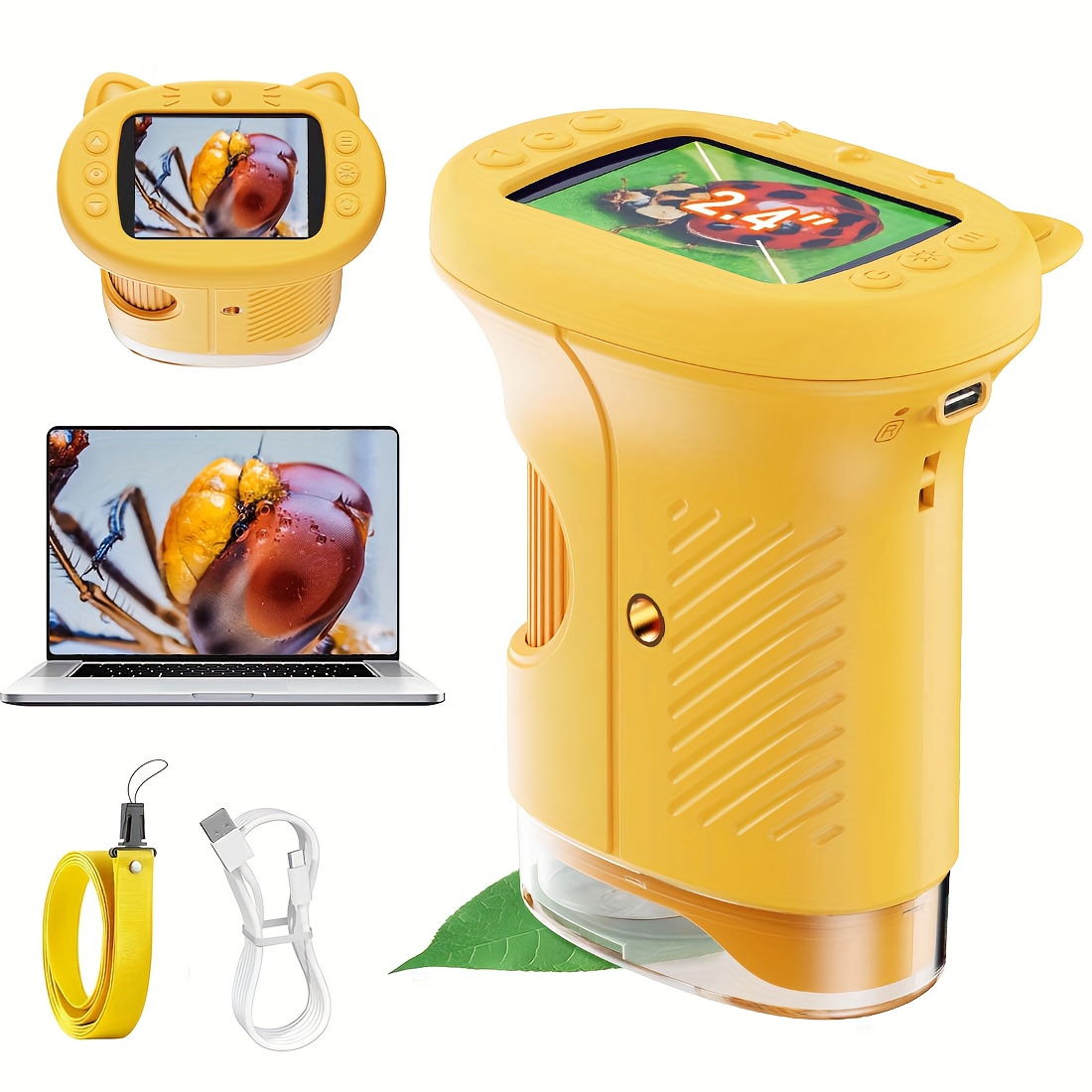  usb microscope 2 4 inch ips screen handheld digital microscope back to school gift high definition pocket portable mini kids microscope camera compatible with pc cute science educational suitable for children and students aged 3 christmas and birthday present Product details 1