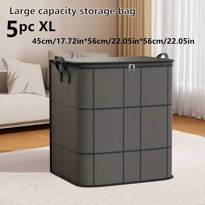 TEMU 5pcs Large Windowpane Vertical Moving Storage Bag. 3 Sizes Are , Large Capacity. Thickened Fabric, Strong And Wear-resistant. Suitable For