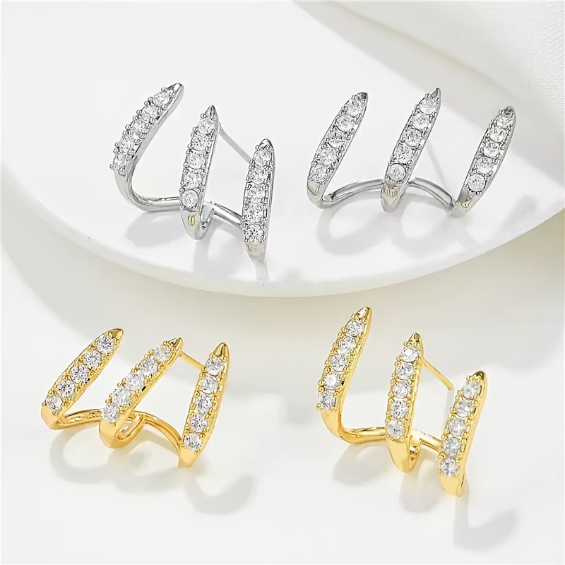Pair of Women'S Claw-Set Earrings, Sparkling And Luxurious, Elegant And Chic, Suitable for Various Occasions, Hypoallergenic, Ideal Gift for Festivals
