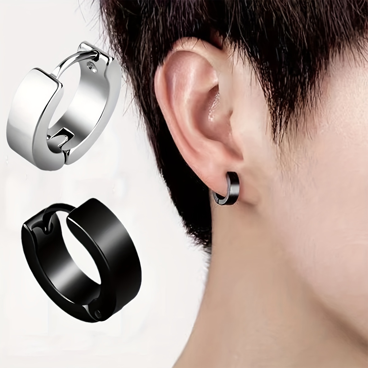 

2pcs Men's And Women's Small Hypoallergenic Stainless Steel Hoop Earrings