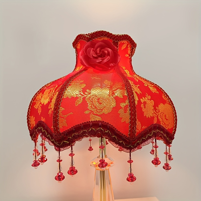 工芸品 Amberina Red amber Lamp Shade traditional chinese red princess lampshade golden embroidery
