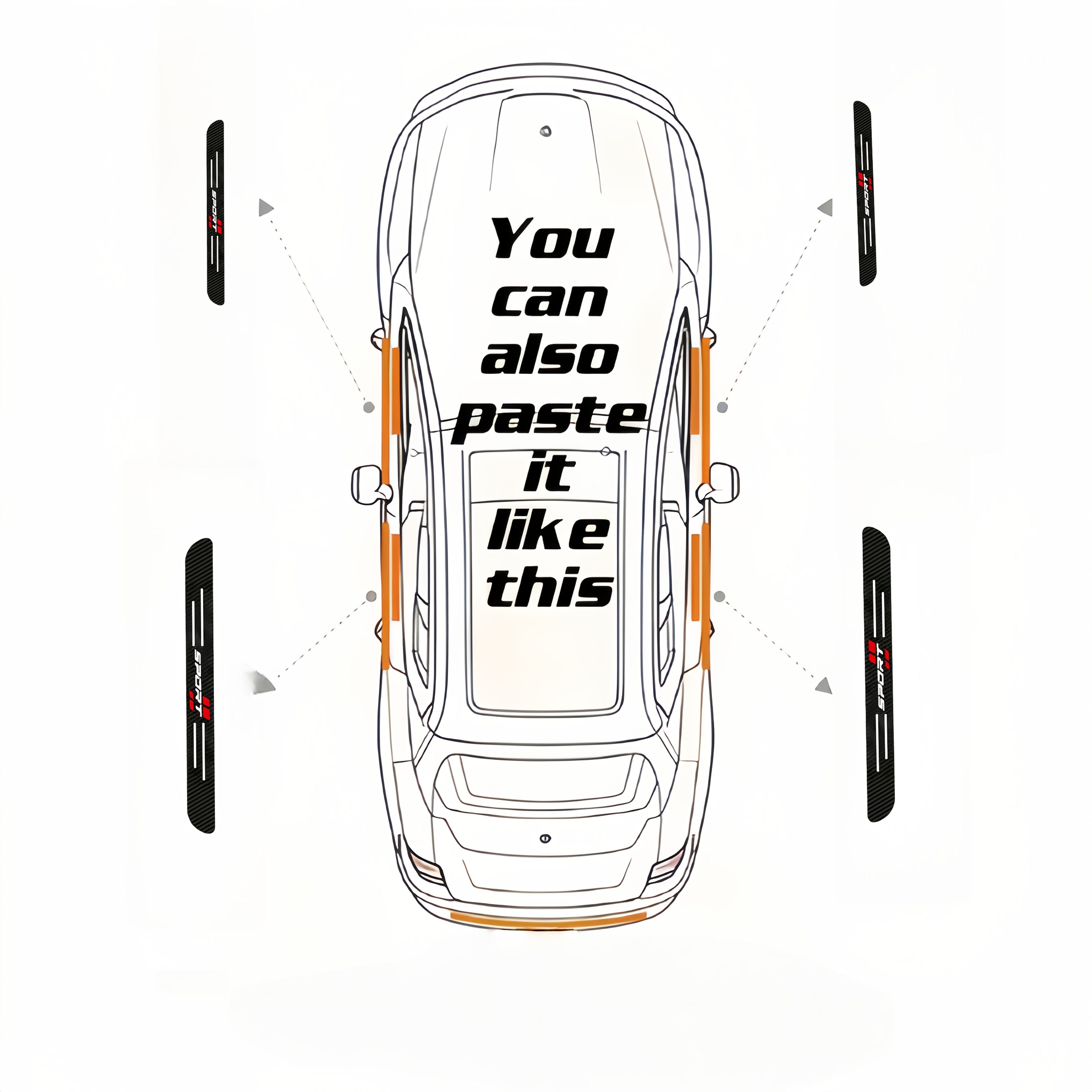 4pcs, 5D carbon fiber threshold strip sticker