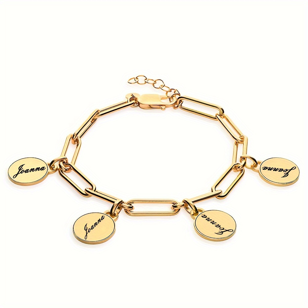 Women's 18K Gold-Plated Personalized Name Bracelet, Custom Gift