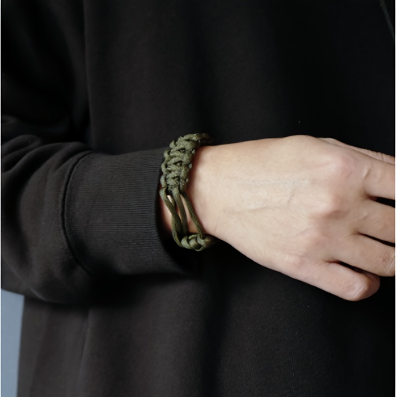 Men's Braided Rope Bracelets, Adjustable Cord Options in Grey & Beige