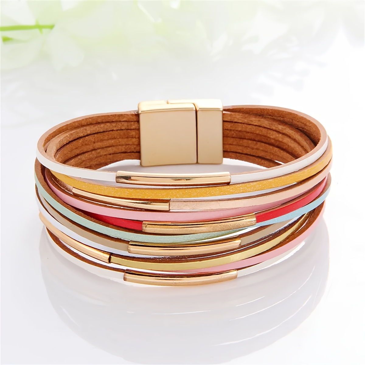 TEMU 1pc Multiple Of Woven Bracelet With Copper Pipe More Temperament Magnet Bracelet Hand Jewelry As The Best Summer Gift For Dear Female