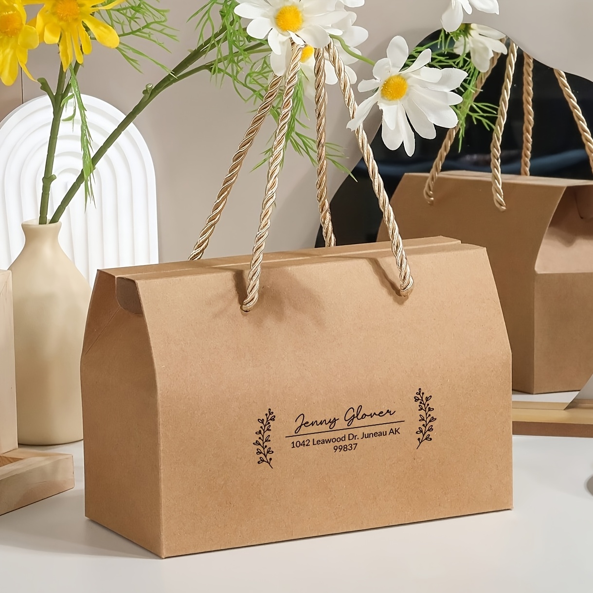 [Customizable Paper Gift Boxes] 20pcs Customizable Paper Gift Boxes with Handles - 20x10x13.5cm White, Brown & Golden, Ideal for Weddings, Birthdays, Christmas, Halloween - Perfect for Candles, Cosmetics, Small Gifts, Gift Boxes for Gifts, Best for Christmas, Perfect for Thanksgiv