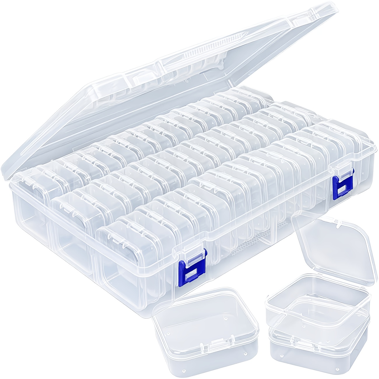 TEMU 45 Compartments (flexible ) Clear Bead Storage Box With Hinged Dust Cover - Mini Storage Box For Jewelry Making Materials And Small