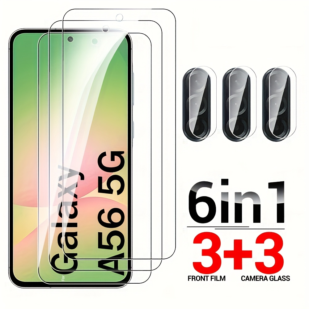 TEMU А56 [3+3] 6 бр. 1 в 9H Закалено стъкло за for Samsung Galaxy A56 5G 2025, A16, A26, A36 Защитна фолия за камера и екран for Samsung A56 A56