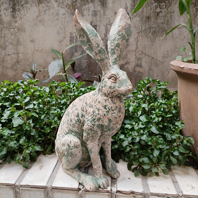 Image of Rabbit Statue Decor, Creative Farmhouse Garden Decoration, Suitable For Indoor And Outdoor Use, Lawn, Garden, Patio, Living Room, Valentine's Day, Decoration, Easter Gift