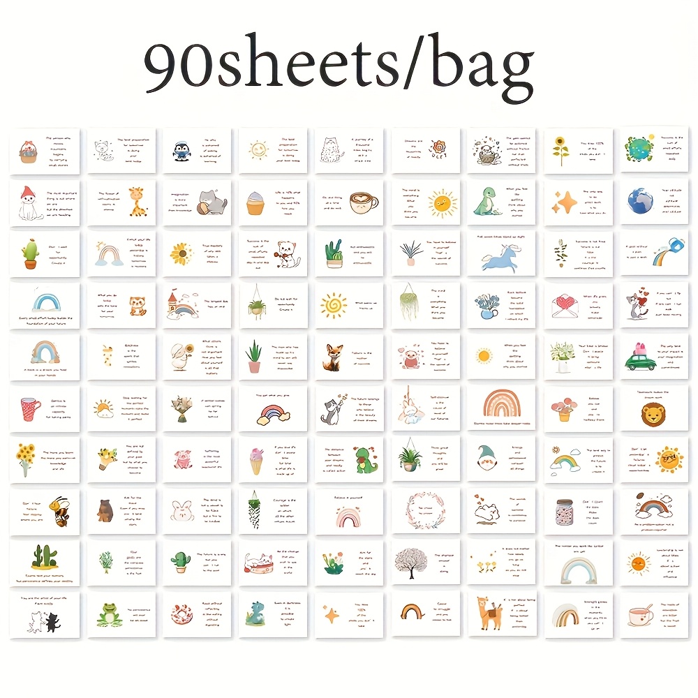 Image of 90pcs, Inspirational Affirmation Cards, Non-repetitive Motivational With Creative Illustrations, Encouraging And Cards Suitable For Student Awards, Gifts