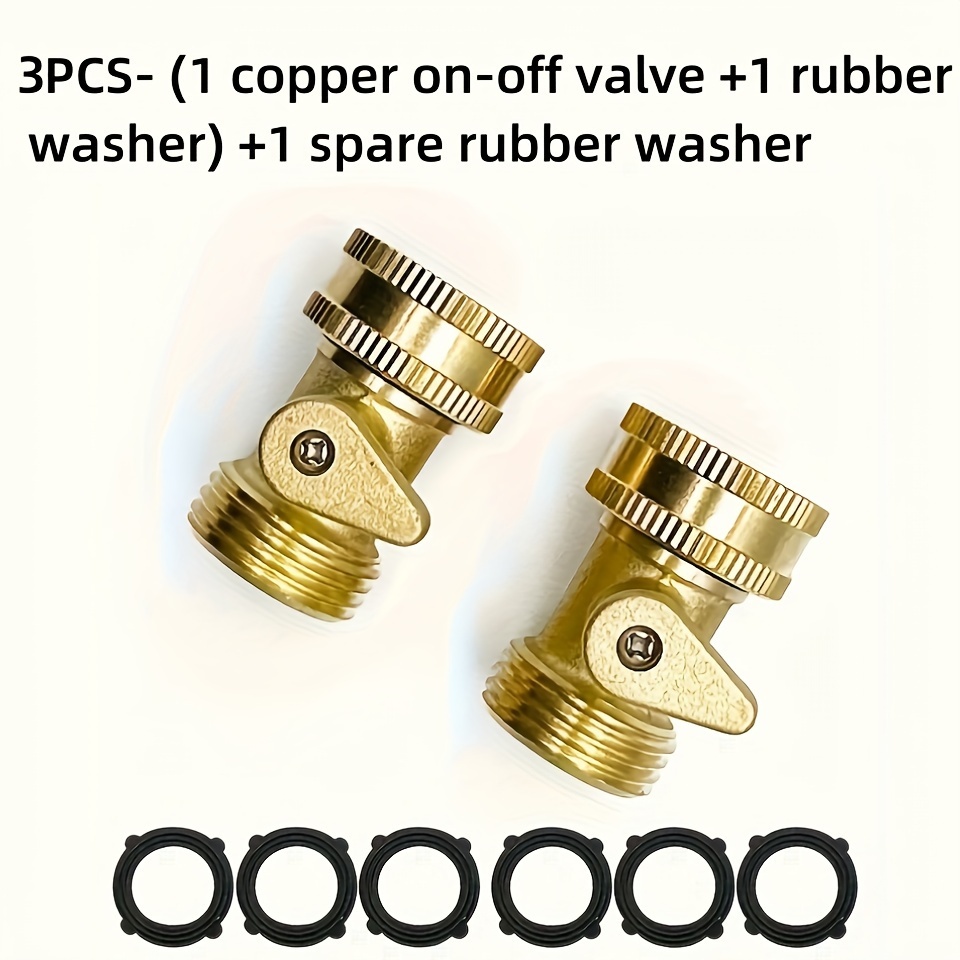 

3-pack Heavy-duty Garden Hose Shut-off Valve Set, Solid Copper Ball Valves With Us Standard 3/4" Thread Connector, Includes Extra Rubber Washers For No-leak Lawn, Gardening & Car Wash Adapter Joints