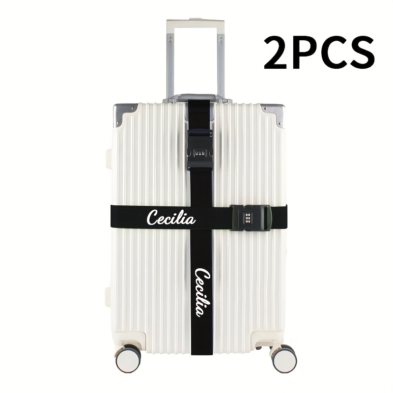 TEMU [customizable]adjustable Luggage Strap With Password Lock, 2pcs Customizable, Features A Password Lock, Bright And Easy To Identify, Cross