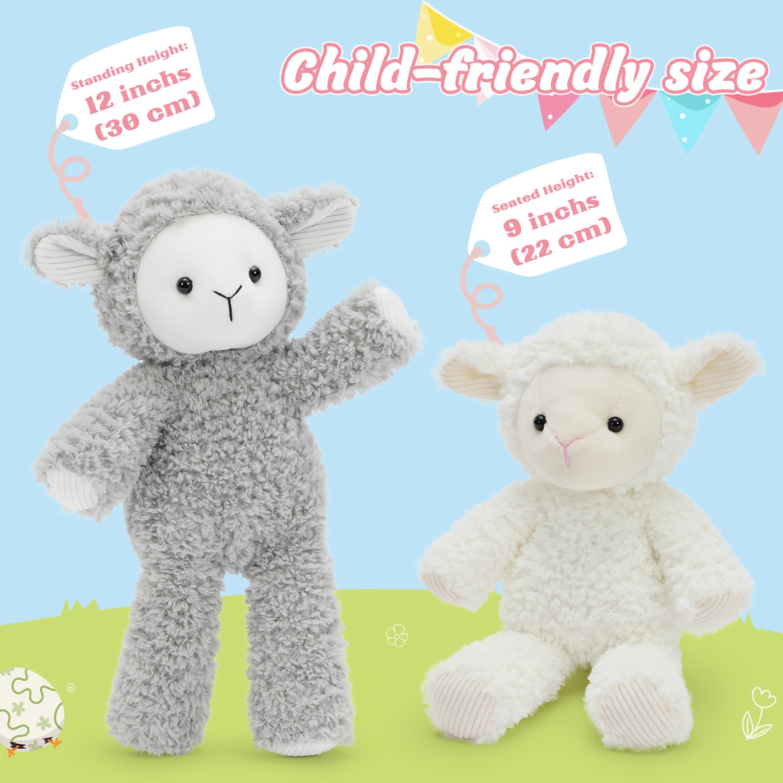 2pcs Sheep Plush Stuffed Animals, 30.48cm Easter Gifts