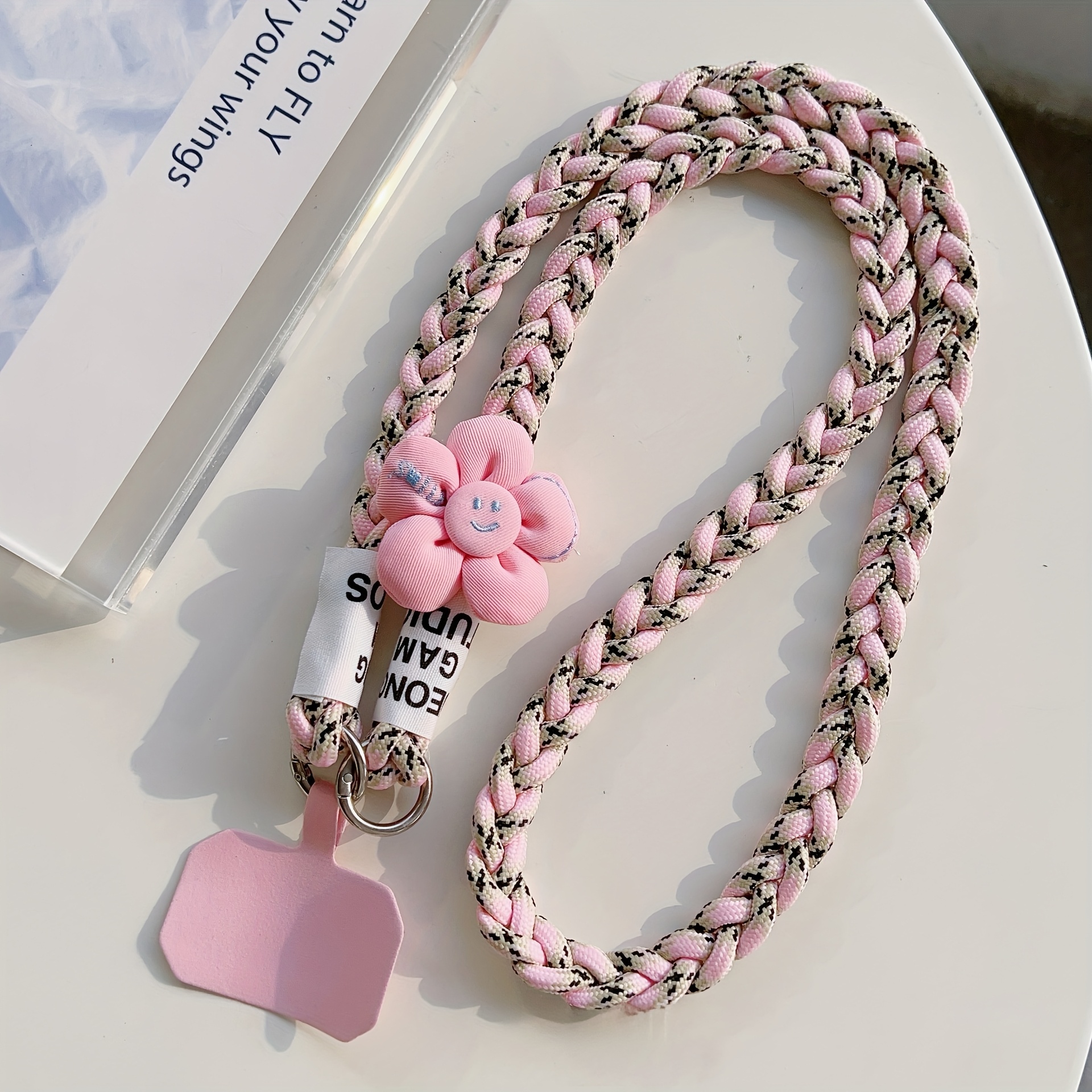 TEMU Five-petal Flower Woven Rope Wearable Crossbody Bag Style Lanyard Crossbody Phone Case Universal Pad Anti-loss Rope