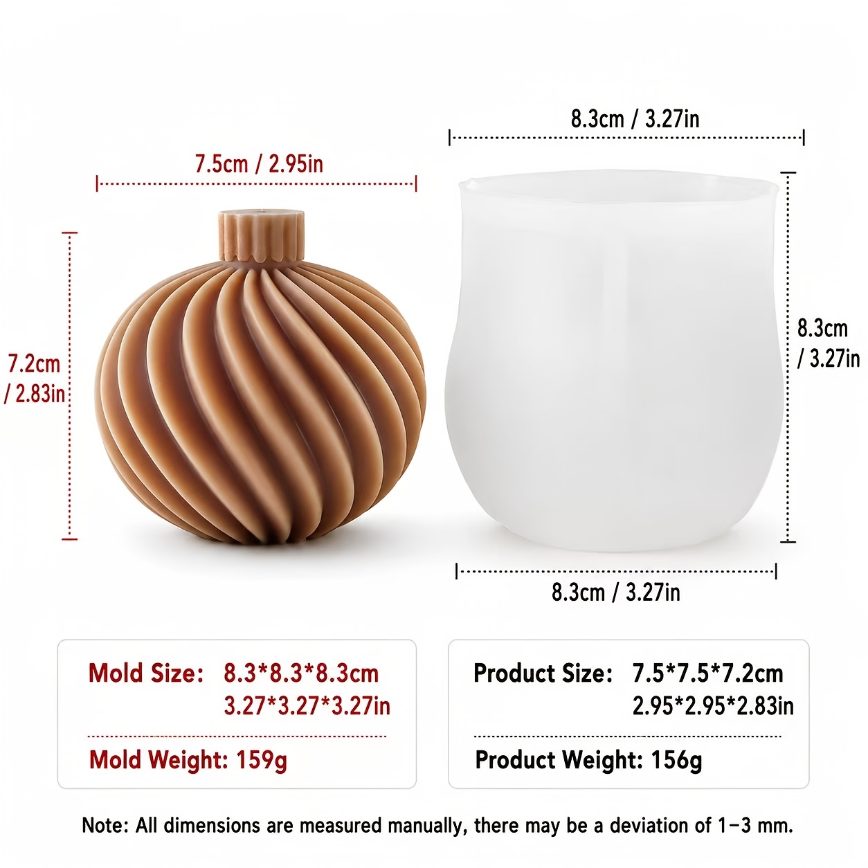 TEMU Stampo per di Natale a spirale 3D - in per candele fai da te, artigianato in resina e produzione di , a spirale vorticosa a righe per candele da
