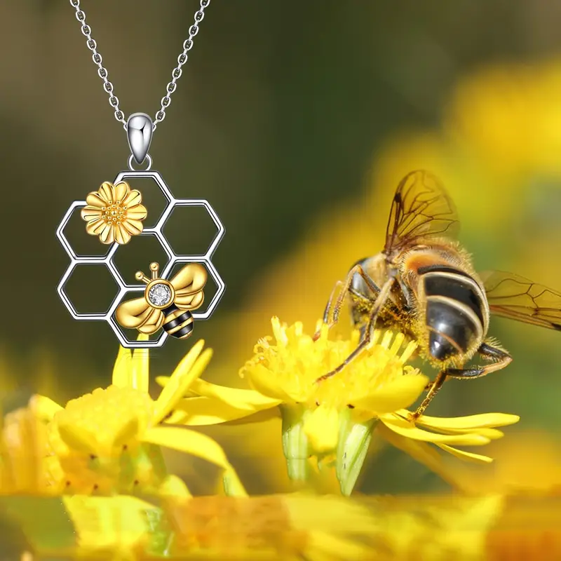 boho chic sunflower honeycomb pendant necklace perfect gift for her on anniversaries birthdays valentines details 2