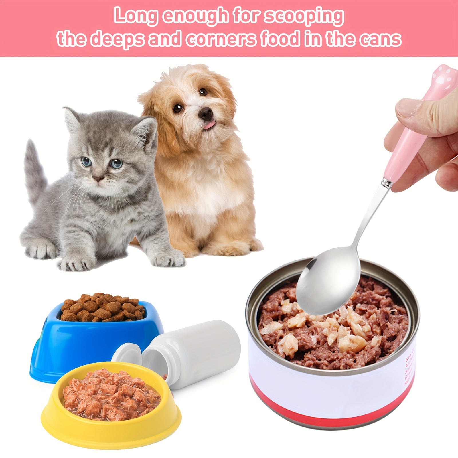 Stainless Steel Pet Food Scoop Set For Cats And Dogs 2 Spoons & 1