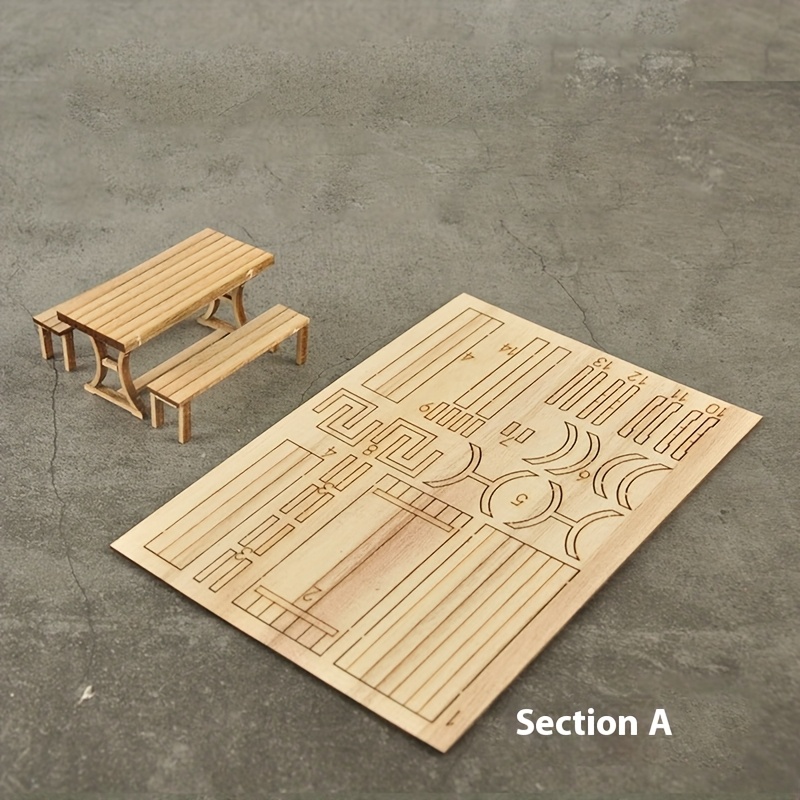 1:35 Scale Building Scene Craft Table Chairs Bench Wooden