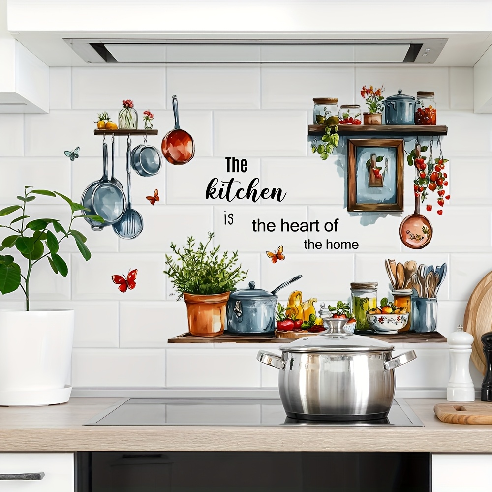 Self-adhesive And Easy To Peel Wall Stickers For Kitchen Utensils, Perfect For Restaurant And Home Decor