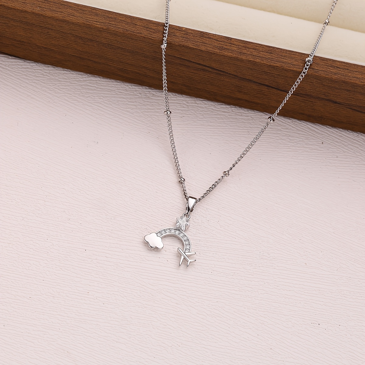 Women's High-Quality Copper Cloud Airplane Necklace, Trendy