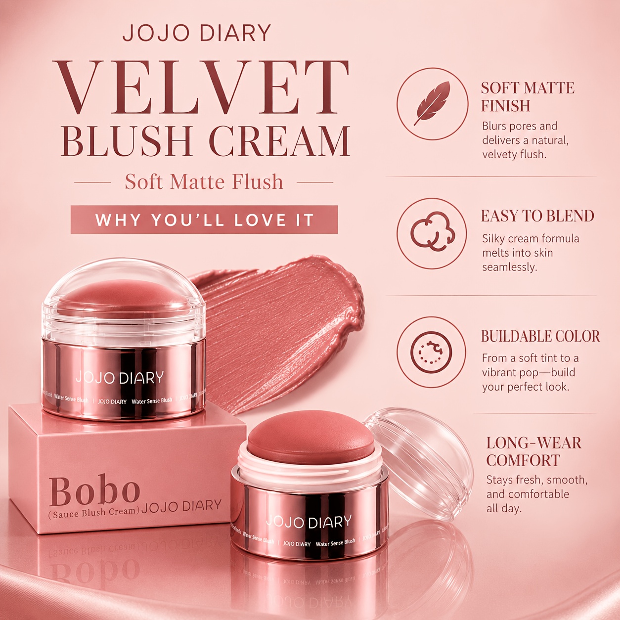 JOJO DIARY Lip & Cheek Dual-Purpose Blush
