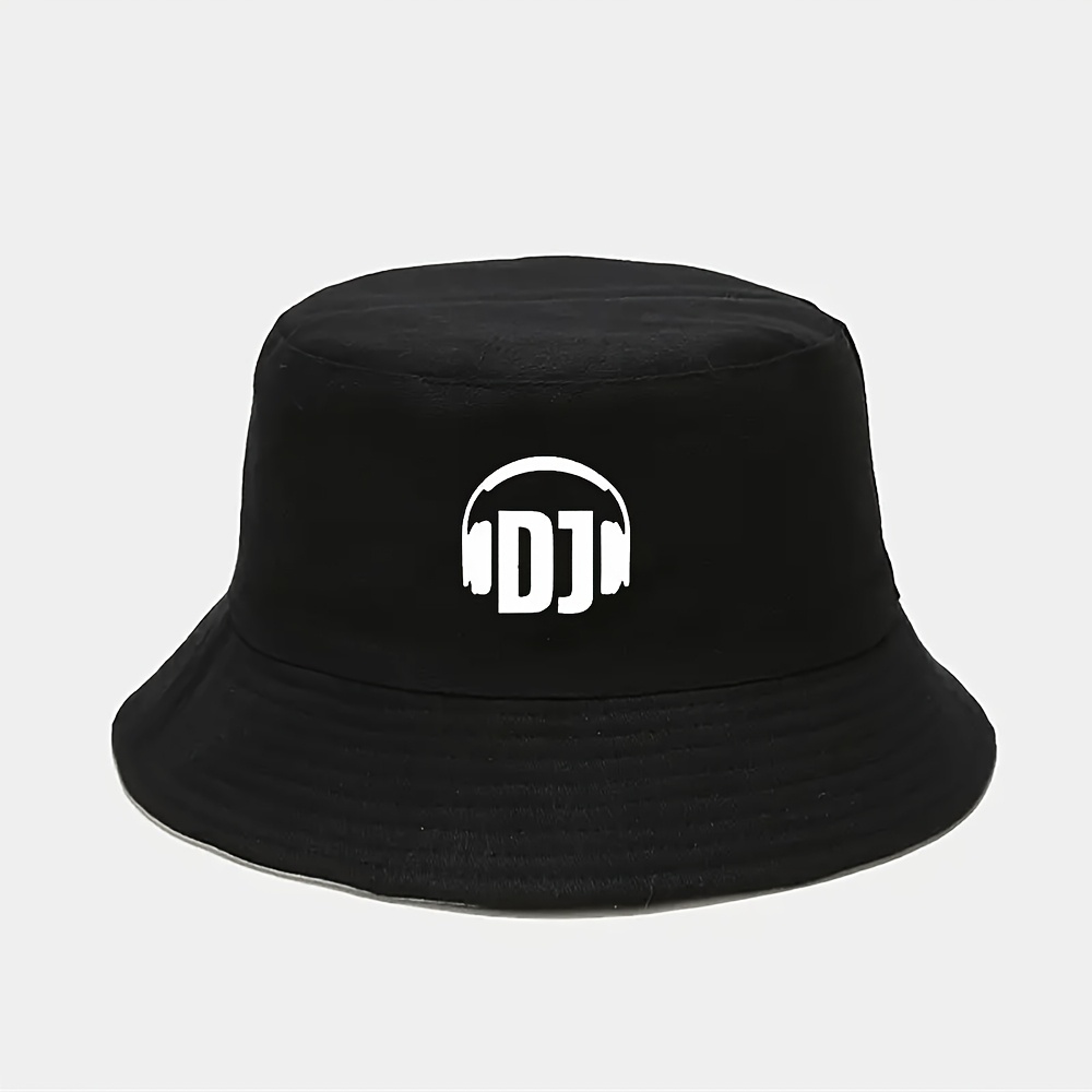 TEMU 1pc Dj Fashion Printed Fisherman Hat, Suitable For Outdoor Sports, Trendy Versatile Hat, Casual Riding Bucket Hat For Youth Travel