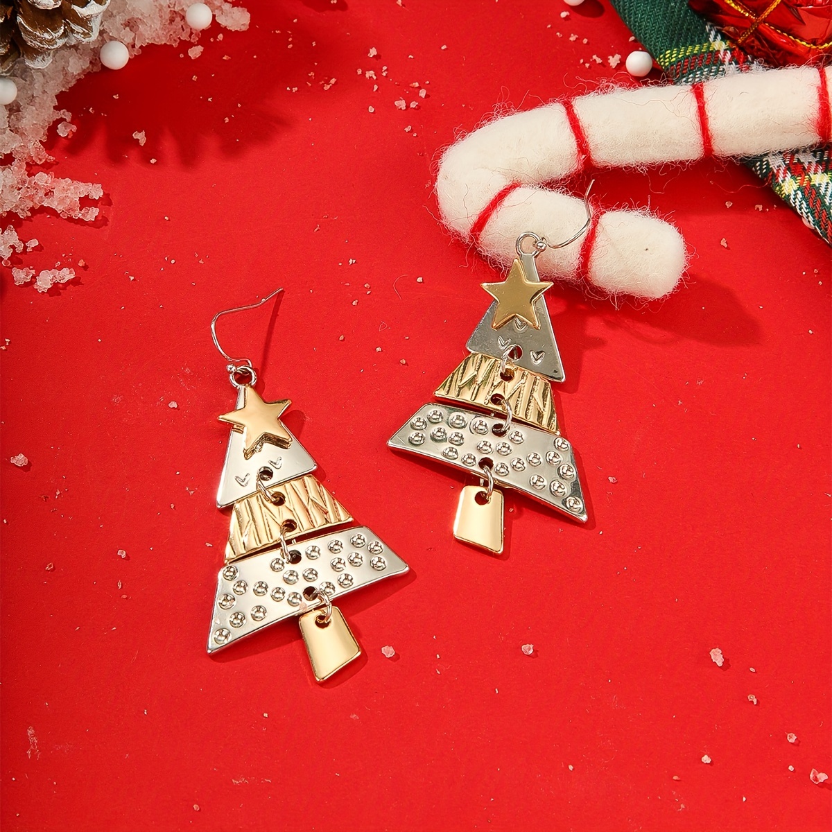 Women's Christmas Tree Dangle Earrings Winter Holiday Jewelry