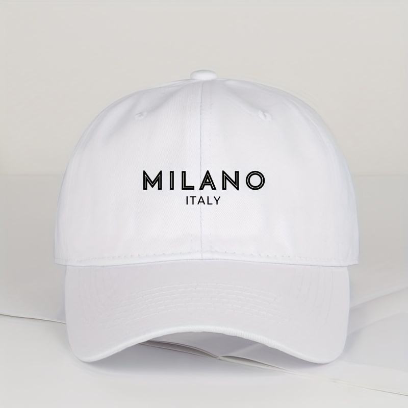 TEMU Cotton Baseball   For Men And Women - Classic Embroidered 'milano Italy' - Adjustable Size, Breathable, Lightweight, Sports Style   For Outdoor Activities, Fishing & Parties