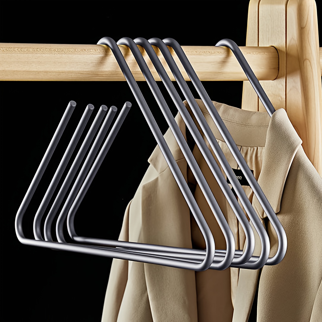 [Durable Triangle Coat Hangers] 5pcs Durable Triangle Shape Coat Hangers, Non-Slip Clothes Hangers for Trousers, Scarf, Wardrobe Organizers in Golden/Silvery/Grey