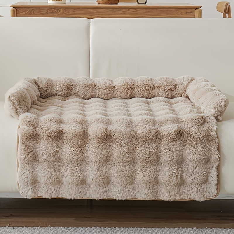 TEMU 1pc Winter Comfortable Pet Dog Bubble Imitation Rabbit Fur Pet Bed, Thickened, Warm, Anti-slip, Soft, Pet Pad Cat Bed Dog Bed