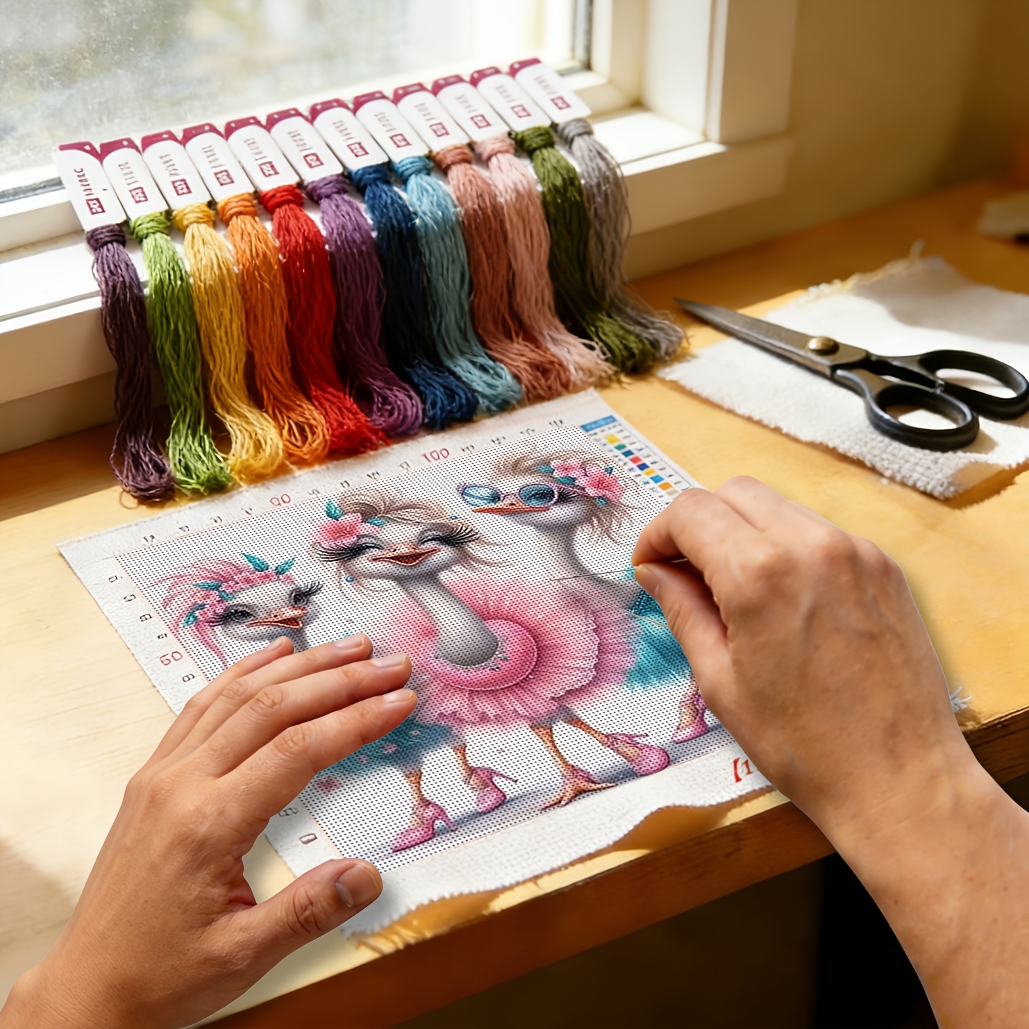 Ballet Ostrich Theme Printed Cross Stitch Kit