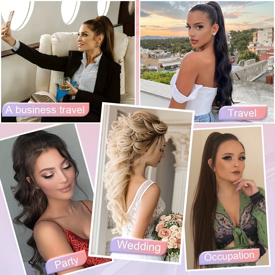 1pc elegant 24 long curly wave ponytail extensions with claw clip synthetic smooth natural look for women   for daily use parties weddings birthdays holidays ponytail hair extensions wedding hairpiece naturallooking hairpiece details 7
